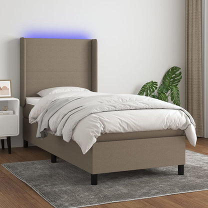 Box Spring Postel S Matrací A Led Textil Taupe