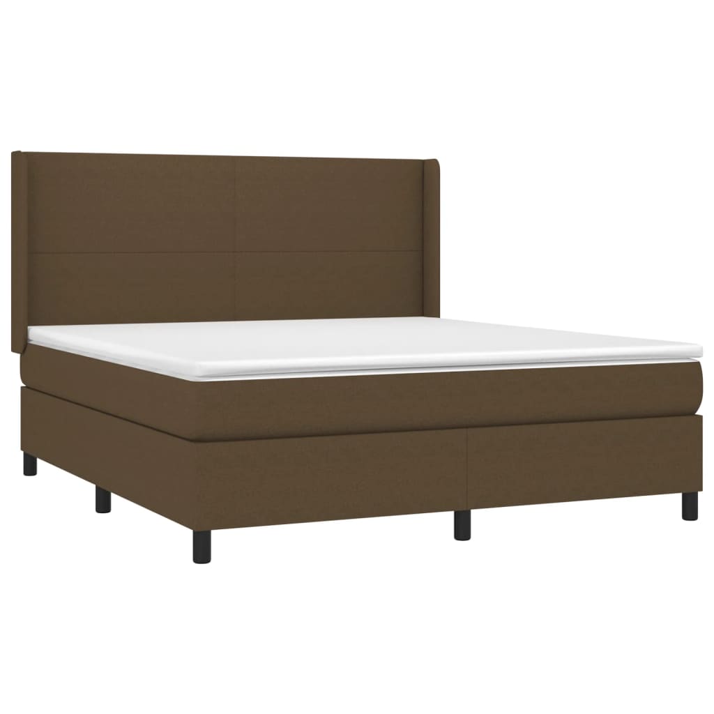 Box Spring Postel S Matrací A Led Tmavě Hnědá 160X200 Cm Textil