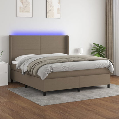 Box Spring Postel S Matrací A Led Textil Taupe