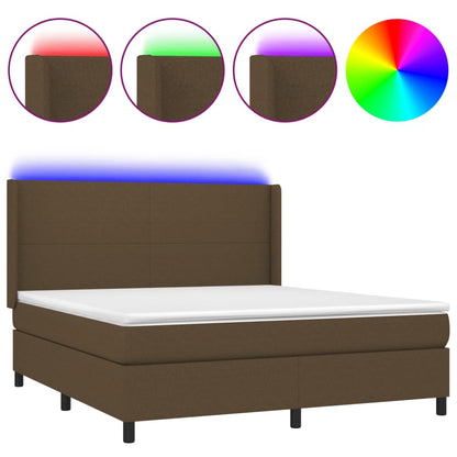 Box Spring Postel S Matrací A Led Tmavě Hnědá 180X200 Cm Textil