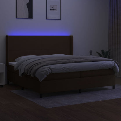 Box Spring Postel S Matrací A Led Tmavě Hnědá 200X200 Cm Textil