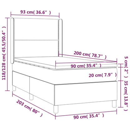 Box Spring Postel S Matrací A Led Tmavě Hnědá 90X200 Cm Textil