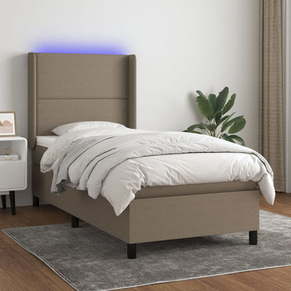 Box Spring Postel S Matrací A Led Textil Taupe
