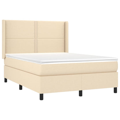 Box Spring Postel S Matrací A Led Textil Krémová