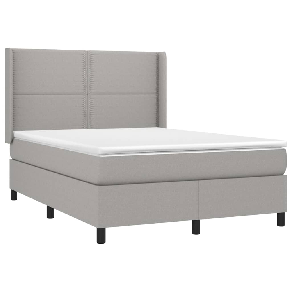 Box Spring Postel S Matrací A Led Textil Světle Šedá