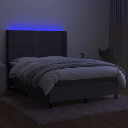 Box Spring Postel S Matrací A Led Textil Tmavě Šedá