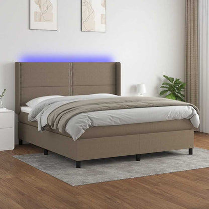 Box Spring Postel S Matrací A Led Textil Taupe