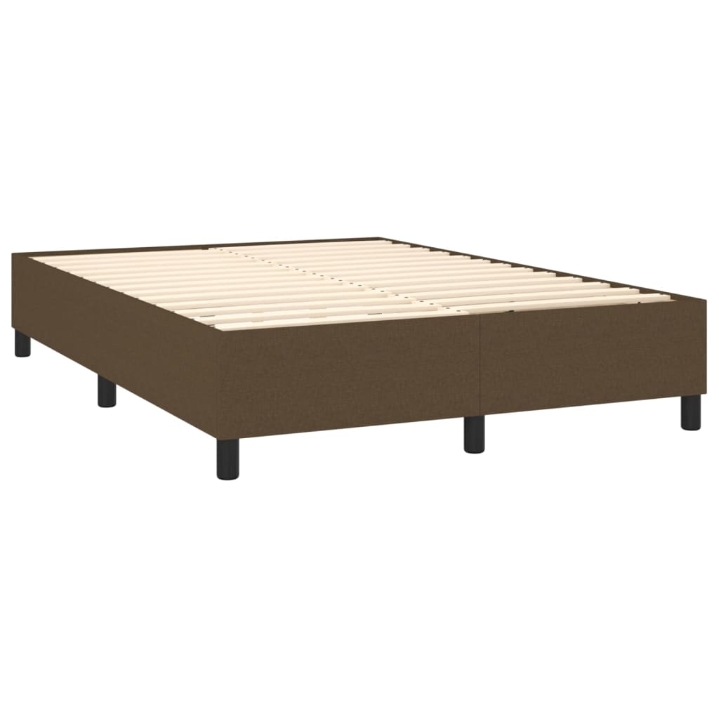 Box Spring Postel S Matrací A Led Tmavě Hnědá 140X200 Cm Textil