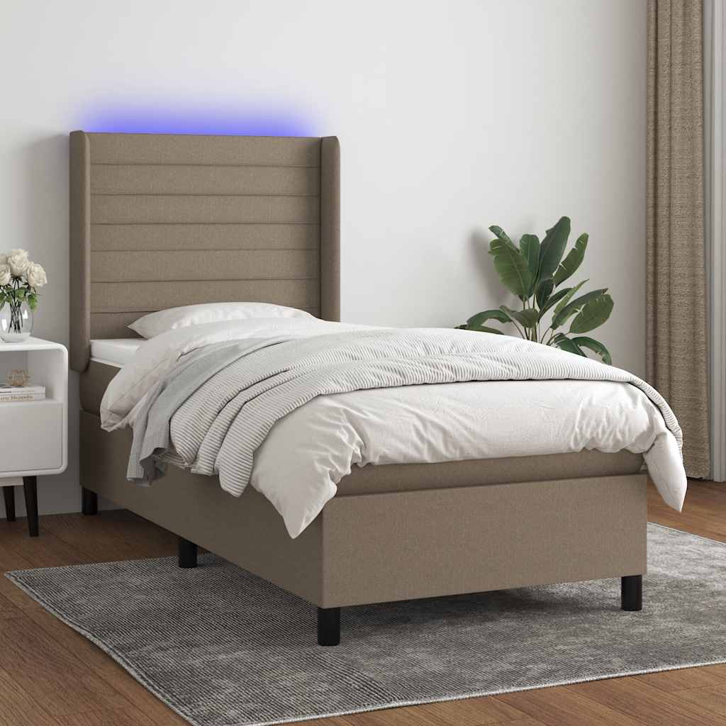 Box Spring Postel S Matrací A Led Textil Taupe