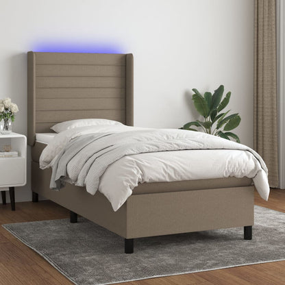 Box Spring Postel S Matrací A Led Textil Taupe