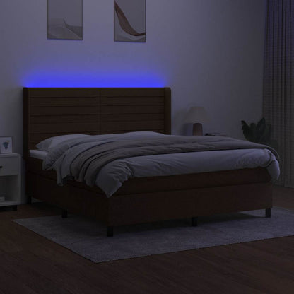 Box Spring Postel S Matrací A Led Tmavě Hnědá 180X200 Cm Textil