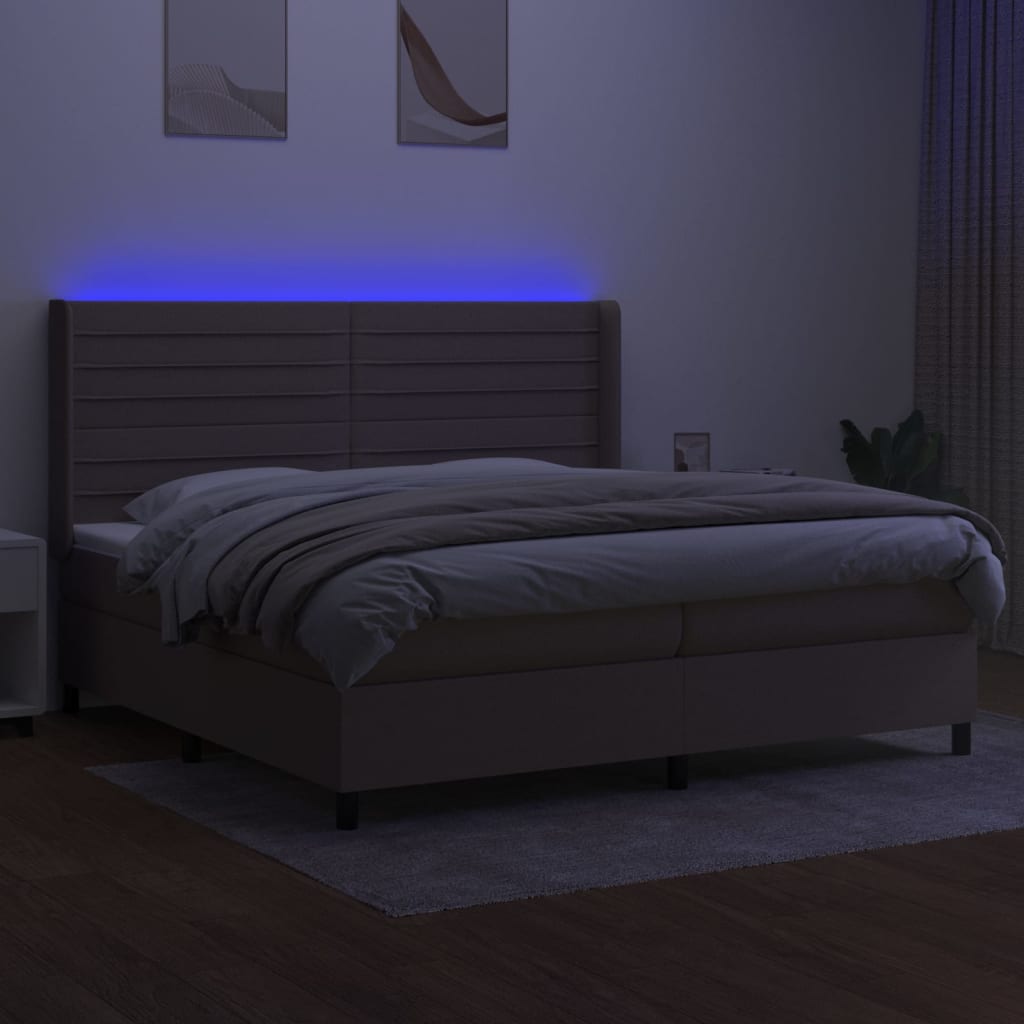 Box Spring Postel S Matrací A Led Taupe 200X200 Cm Textil