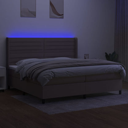 Box Spring Postel S Matrací A Led Taupe 200X200 Cm Textil