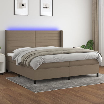 Box Spring Postel S Matrací A Led Taupe 200X200 Cm Textil