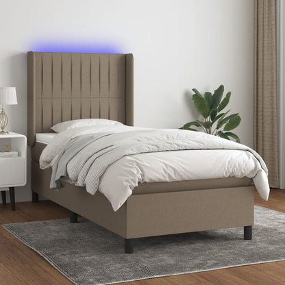 Box Spring Postel S Matrací A Led Textil Taupe