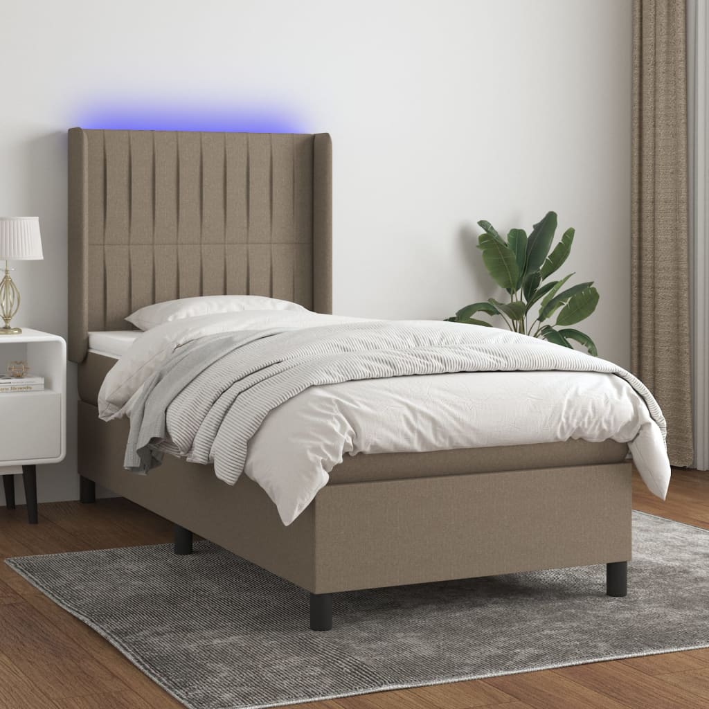Box Spring Postel S Matrací A Led Textil Taupe