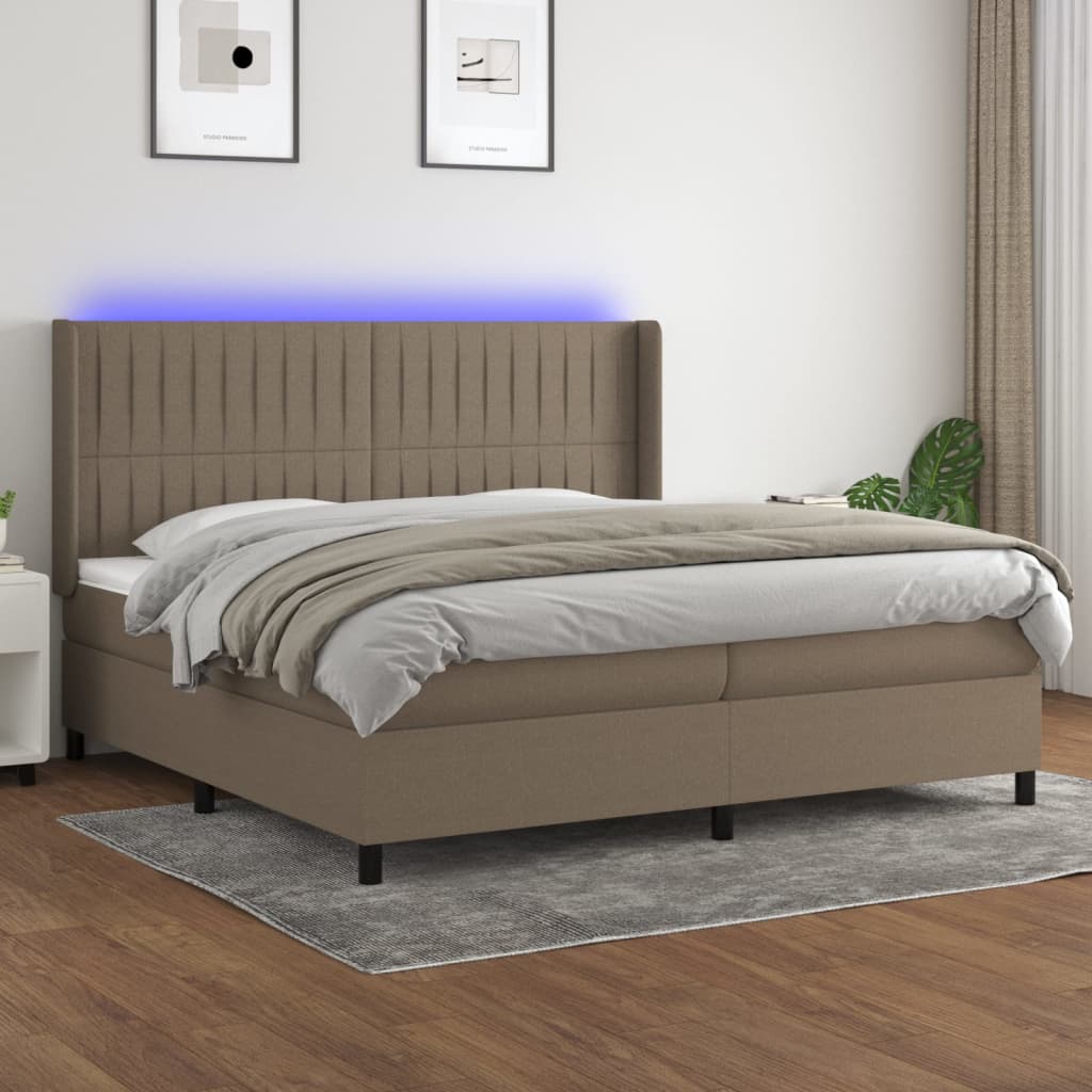 Box Spring Postel S Matrací A Led Textil Taupe