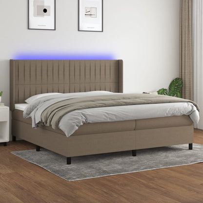 Box Spring Postel S Matrací A Led Textil Taupe