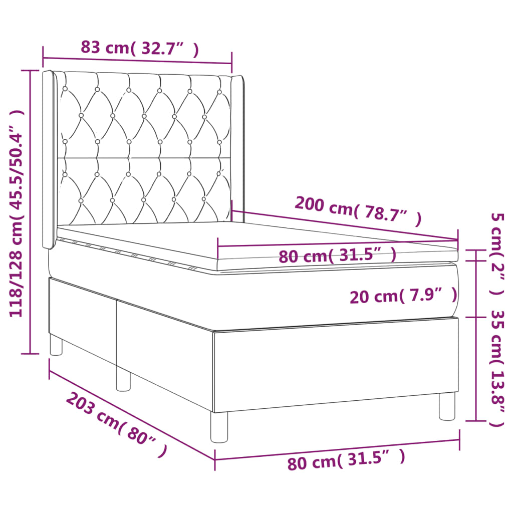 Box Spring Postel S Matrací A Led Textil Tmavě Hnědá