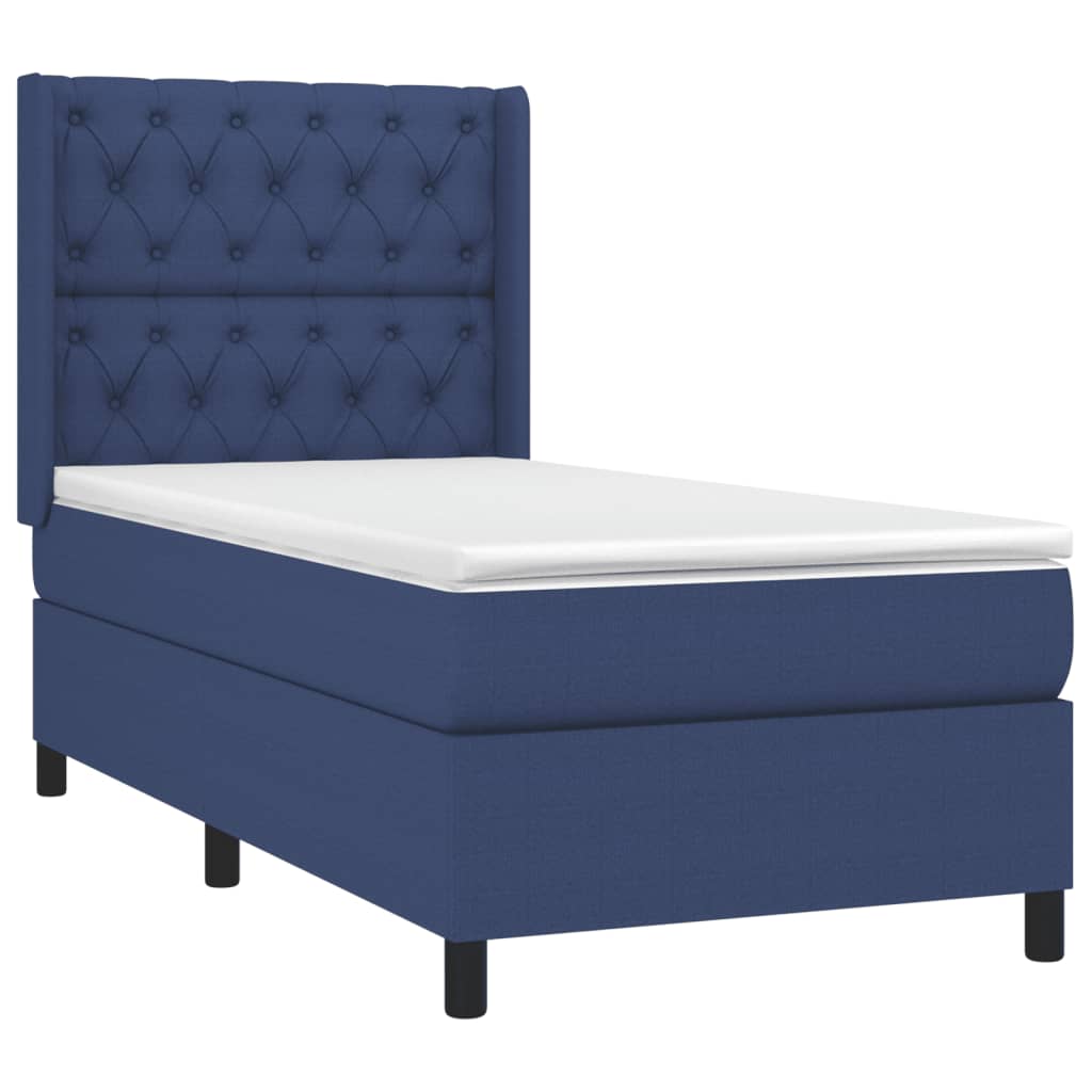 Box Spring Postel S Matrací A Led Textil Modrá