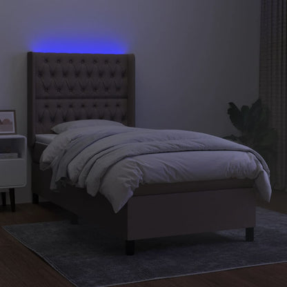 Box Spring Postel S Matrací A Led Textil Taupe
