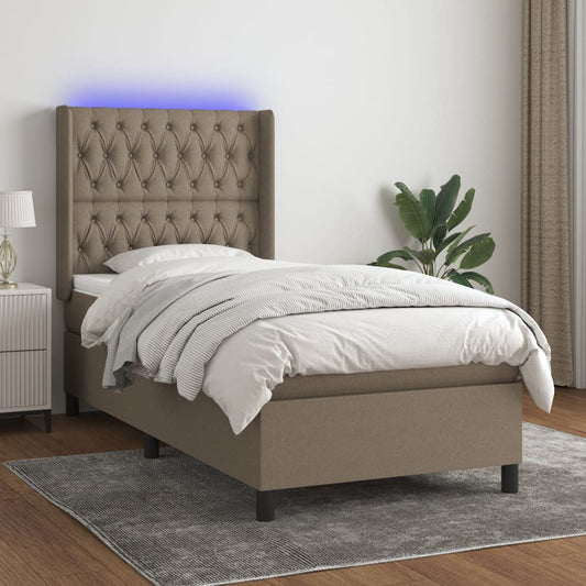 Box Spring Postel S Matrací A Led Textil Taupe