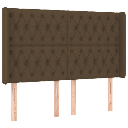 Box Spring Postel S Matrací A Led Tmavě Hnědá 140X200 Cm Textil