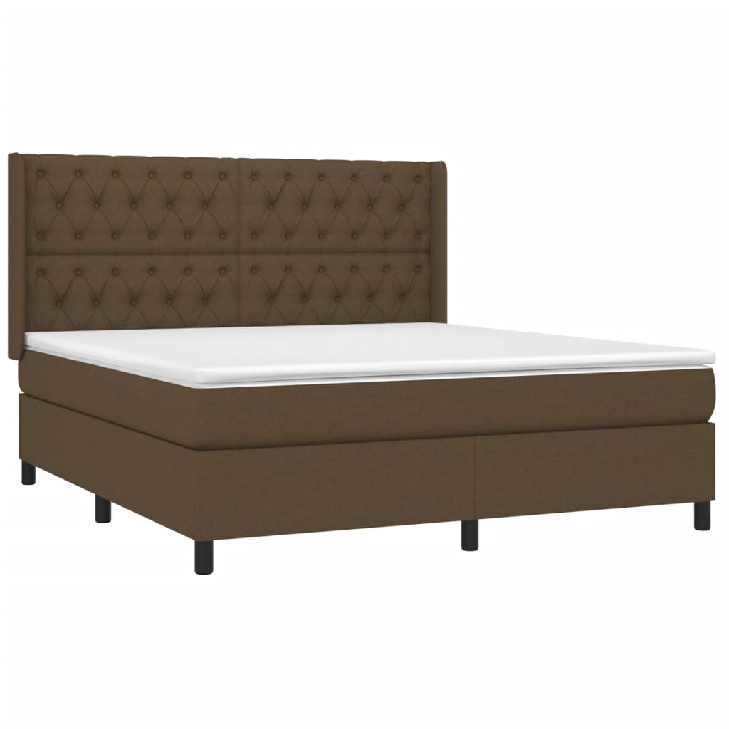 Box Spring Postel S Matrací A Led Tmavě Hnědá 160X200 Cm Textil