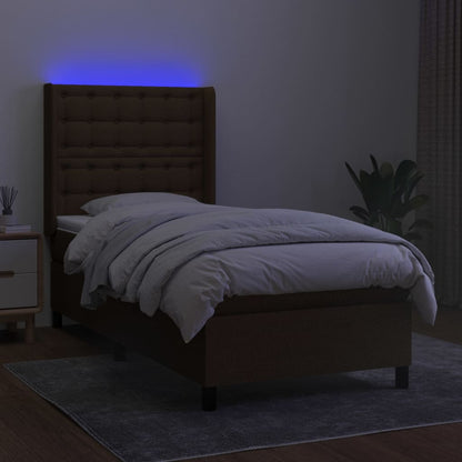 Box Spring Postel S Matrací A Led Tmavě Hnědá 90X190 Cm Textil