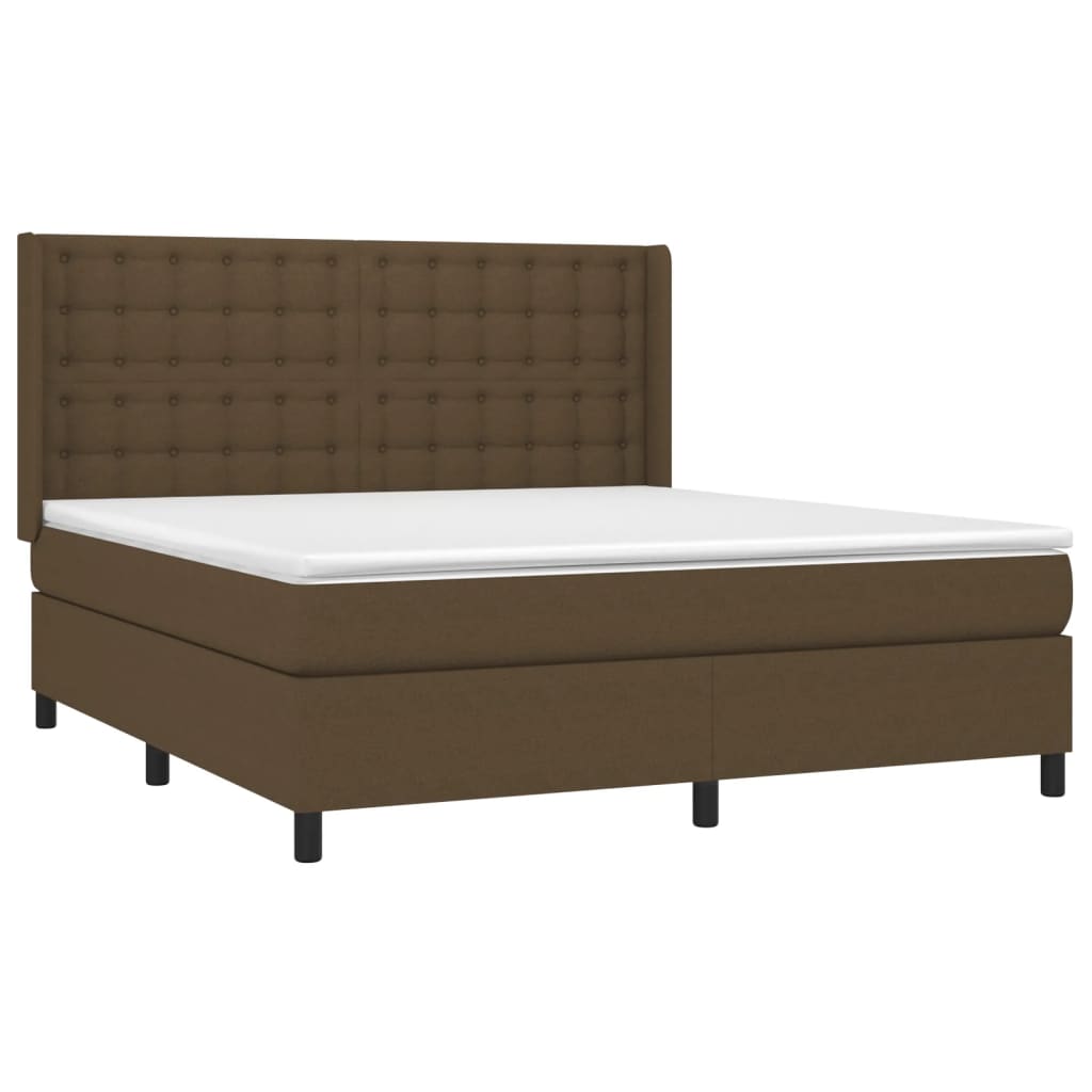 Box Spring Postel S Matrací A Led Tmavě Hnědá 160X200 Cm Textil