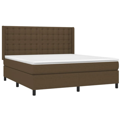 Box Spring Postel S Matrací A Led Tmavě Hnědá 160X200 Cm Textil