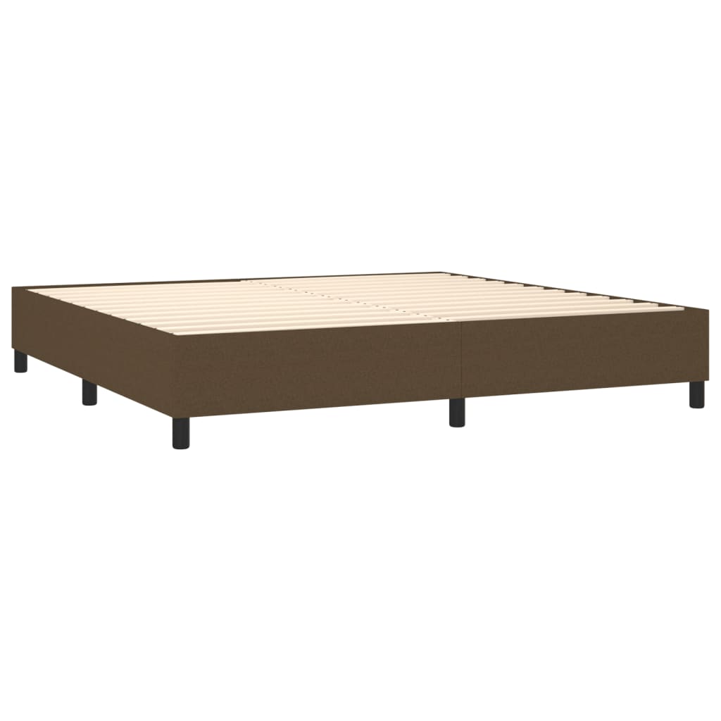 Box Spring Postel S Matrací A Led Tmavě Hnědá 200X200 Cm Textil