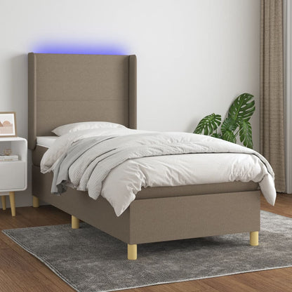 Box Spring Postel S Matrací A Led Textil Taupe