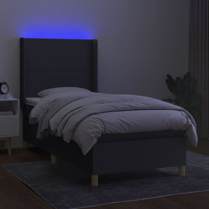 Box Spring Postel S Matrací A Led Textil Tmavě Šedá
