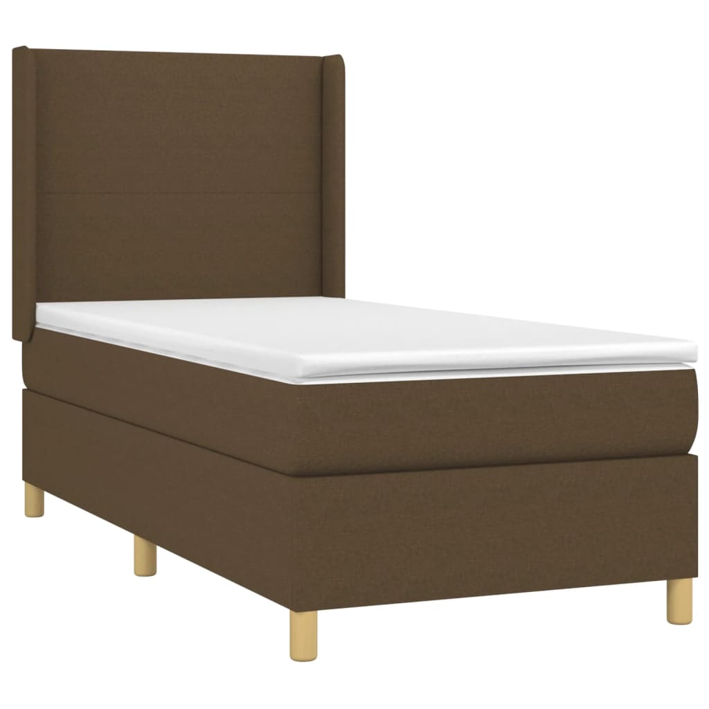Box Spring Postel S Matrací A Led Tmavě Hnědá 90X190 Cm Textil