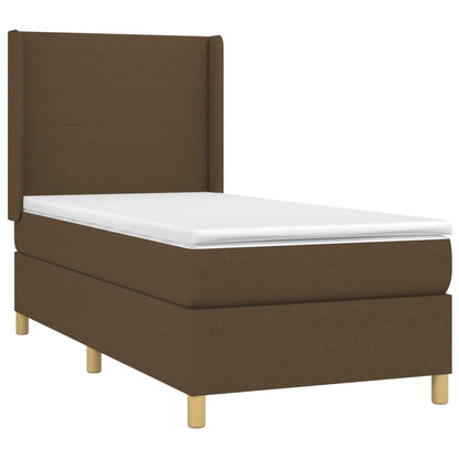 Box Spring Postel S Matrací A Led Tmavě Hnědá 90X190 Cm Textil