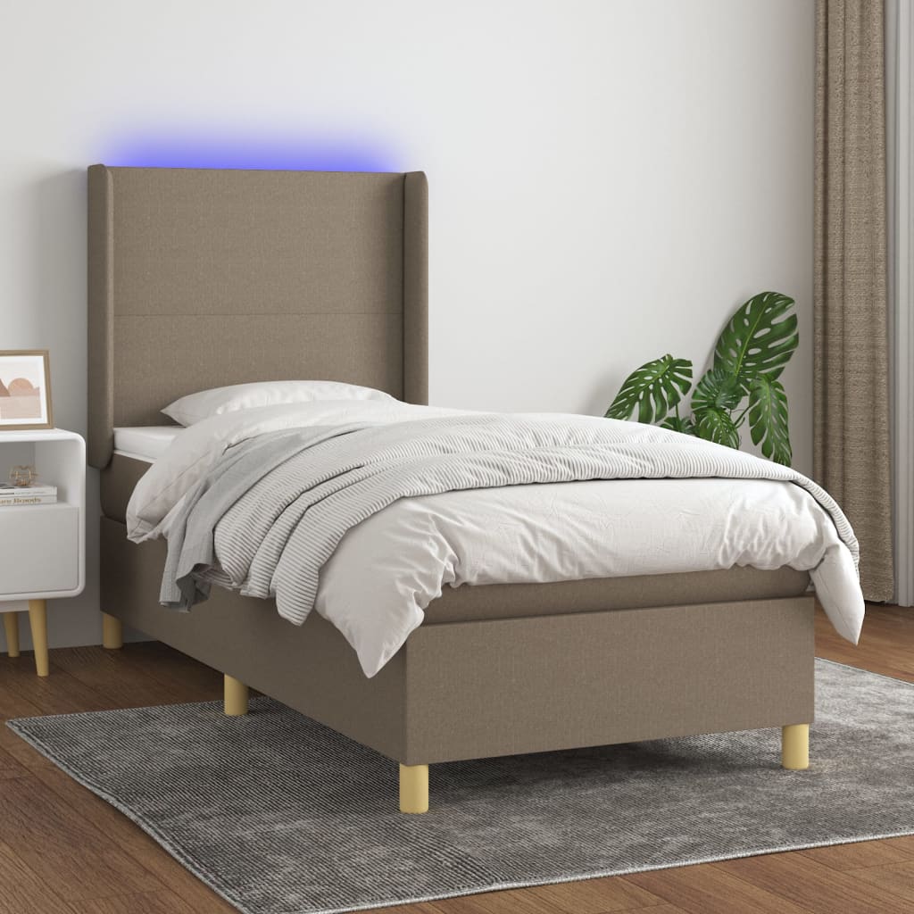 Box Spring Postel S Matrací A Led Textil Taupe