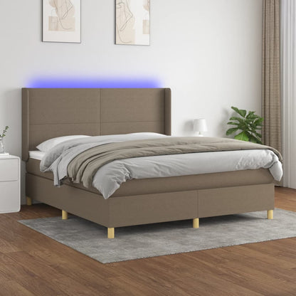 Box Spring Postel S Matrací A Led Textil Taupe