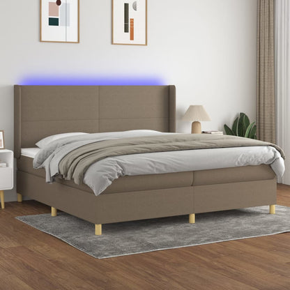 Box Spring Postel S Matrací A Led Textil Taupe