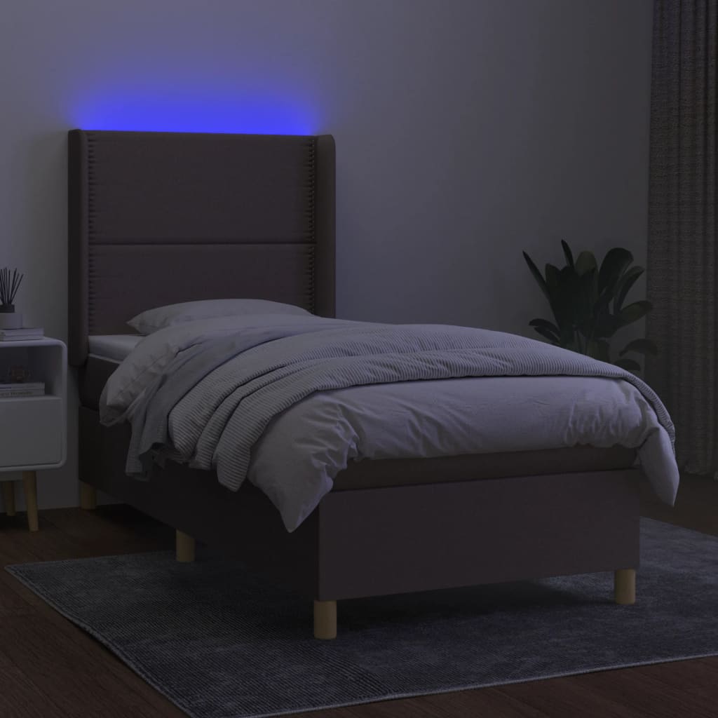 Box Spring Postel S Matrací A Led Tmavě Hnědá 90X200 Cm Textil