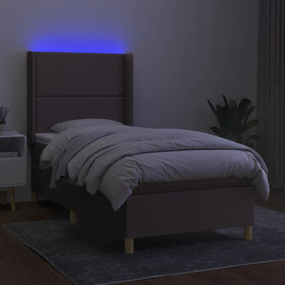 Box Spring Postel S Matrací A Led Tmavě Hnědá 90X200 Cm Textil