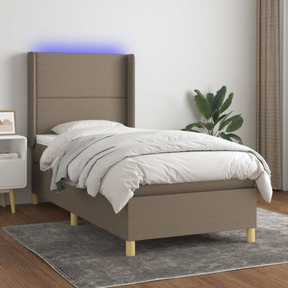 Box Spring Postel S Matrací A Led Tmavě Hnědá 90X200 Cm Textil