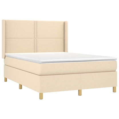 Box Spring Postel S Matrací A Led Textil Krémová
