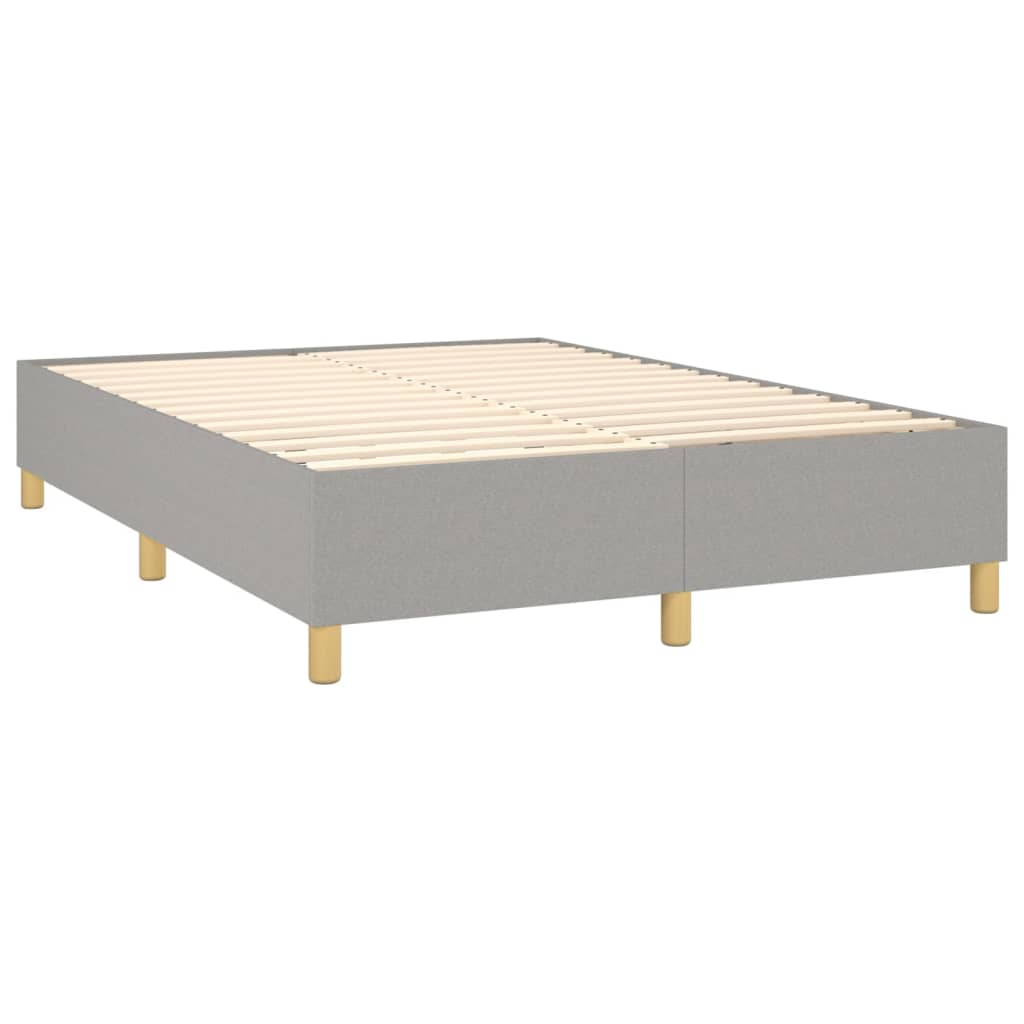 Box Spring Postel S Matrací A Led Textil Světle Šedá