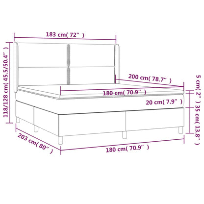 Box Spring Postel S Matrací A Led Tmavě Hnědá 180X200 Cm Textil