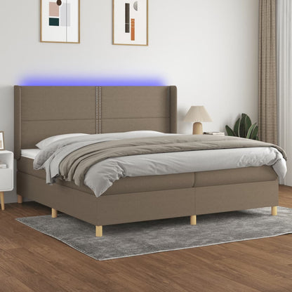 Box Spring Postel S Matrací A Led Textil Taupe