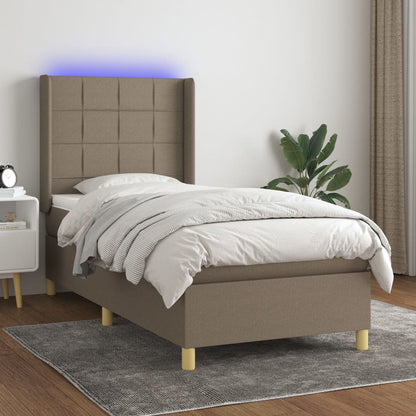 Box Spring Postel S Matrací A Led Textil Taupe