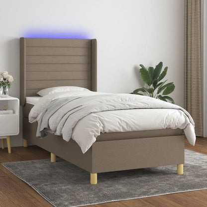 Box Spring Postel S Matrací A Led Textil Taupe
