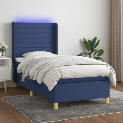 Box Spring Postel S Matrací A Led Textil Modrá