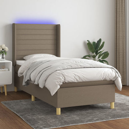 Box Spring Postel S Matrací A Led Textil Taupe